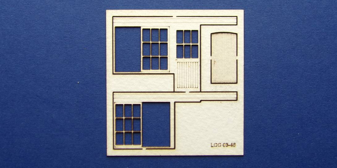 LCC 03-46 OO gauge set of windows for 03-13 type 1 Set of windows for signal box wall.